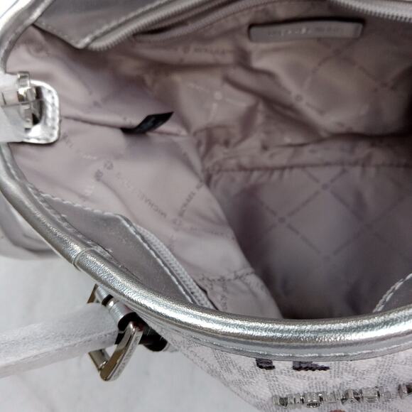 MICHAEL KORS JET SET Small Travel Ski Girls Crossbody Silver Accents NWT - Picture 5 of 14